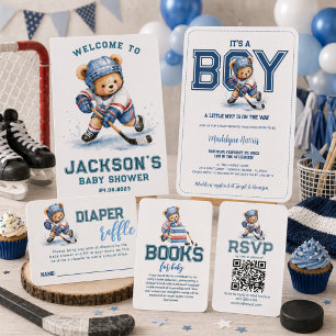 Kleiner MVP Eishockey Teddybär Junge Baby-Party Dankeskarte
