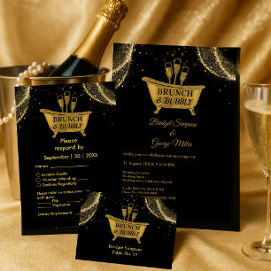 Black Gold Brunch & Bubbly Wedding Weinetikett