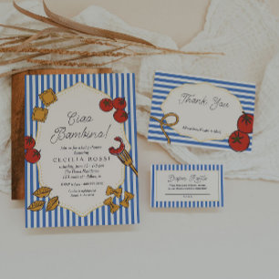 Ciao Baby Blue Stripe Italienische Pasta Danke Begleitkarte