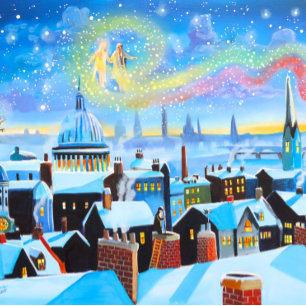 Schneemann Winterszene Volkskunstmalbahn Poster