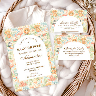 Pastell Sommer-Tiere Windel-Tombola Begleitkarte