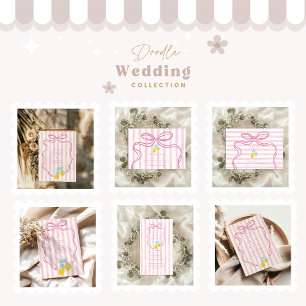 Lemon Pink Bow Wedding Save The Date