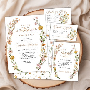 Wildblume Watercolor Babydusche Danke Karte
