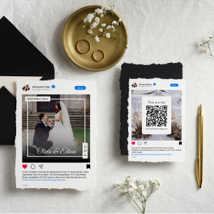 Moderne, lustige Social Media Hochzeit Einladung