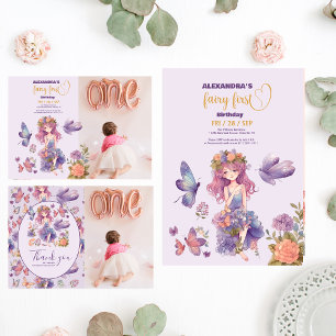 Fairy First Enchanted Woodland 1. Geburtstag Einladung