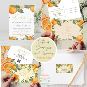 Einladung von Citrus Orange Summer Wedding Postkarte