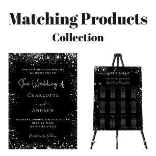 Schwarze silberne Glitzer-Hochzeitseinladung im Bu Flyer