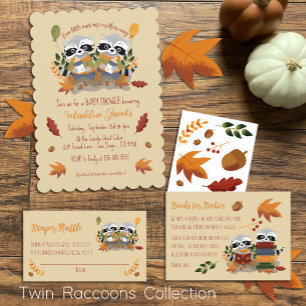 Twin Raccoons Woodland Baby Shower Einladung