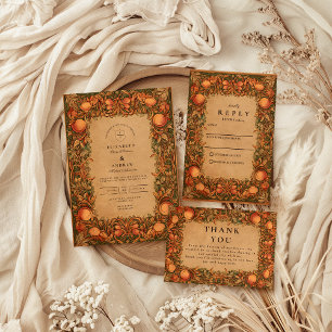 Vintage Pomegranate Art Nouveau Hochzeit RSVP Karte