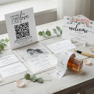 Hochzeits-QR-Code-Schild   Minimalistisches Hochze Sockelschild