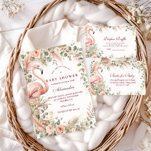 Elegante rosa Flamingo-Safari-Baby-Party Einladung