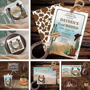 First Rodeo Cowboy Western Boy 1st Birthday Party Einladung