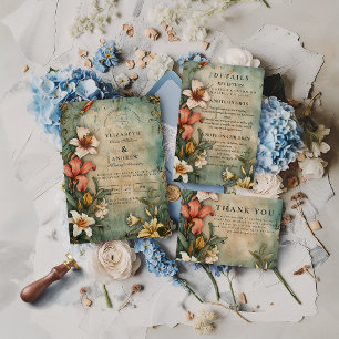 Tropische Vintage-Gartenhochzeit Einladung