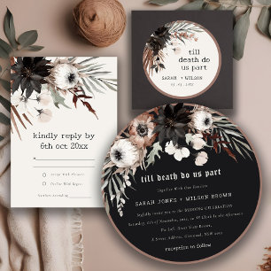 Boho Rustic Gothic Rust Black Botanical Wedding Runder Aufkleber