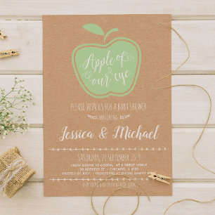 Faux Kraft Rustic Apple Of My Eye Baby Shower Einladung