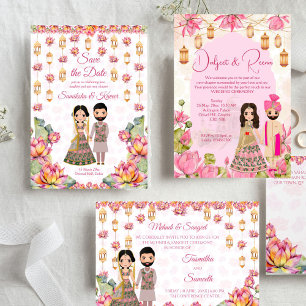 Lotus lanterns indische Hochzeit speichern das Dat Einladung