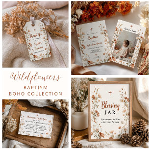 Boho Dusty Rose Wildblume Taufe Segen Jar Poster