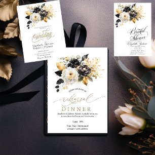 Schwarz-weiße Hochzeit von Gold-Blume Banner