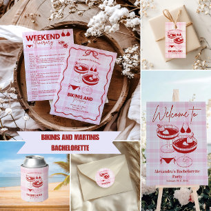 Bikinis und Martinis Bachelorette Runder Aufkleber