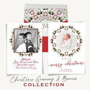 Frohe Weihnachts Rot Grün Pinecone Muster Party Einladung