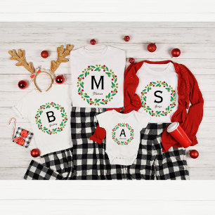 Monogram initial - Matching family Christmas Baby Strampler