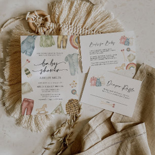 Boho Kleidung Diaper Raffekarte Mitteilungskarte