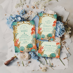 Strand-Muschel-Botanische-Hochzeit Save The Date