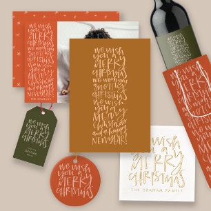 Wünschen Sie ein frohes Weihnachtsfest in Red Foto Feiertagskarte