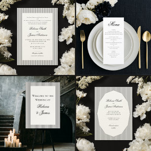 Formal Elegante klassische Schwarze Streifen Hochz Save The Date