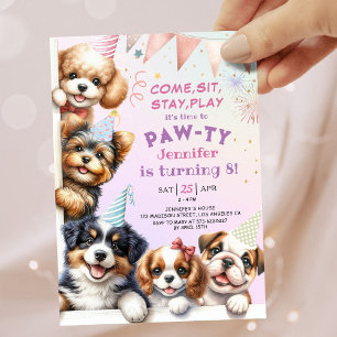 Girls Puppy Lasse Pawty 8. Geburtstag Einladung