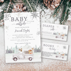 Bücher für Baby Winter Woodland Babydusche Begleitkarte