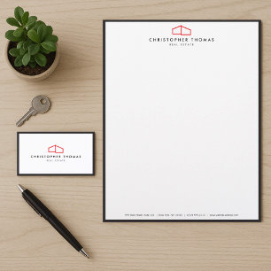 Modernes Zuhause-Logo in Rot für Real Anwesen, Rea Visitenkarte