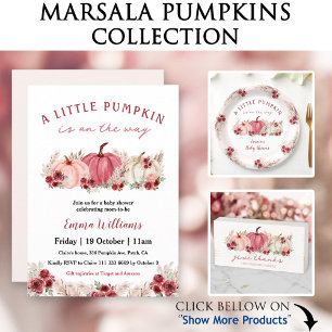 Marsala Pink Burgundy Fall Pumpkins Name Poster