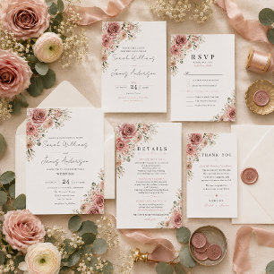 Brautkarten-Details in Staubrose RSVP Karte