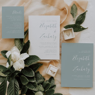 Moderne Script Sea Glass Wedding RSVP Karte