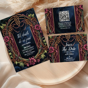 Art Nouveau Floral Gothic Halloween Hochzeit Save The Date