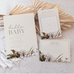 HELLO BABY   Sage & Ivory Modern Boho Babydusche Einladung