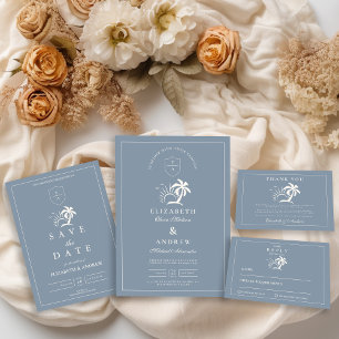 Elegante handgezeichnete Palmenbaumhochzeit RSVP Karte