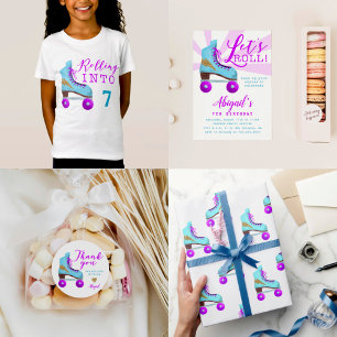 Vintag Gold Roller Skaten Birthday Party Foto Einladung