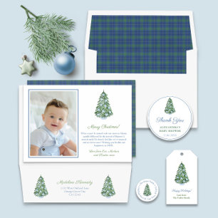 Preppy Ginger Jar Ornaments Frohe Weihnachts-Foto Feiertagskarte