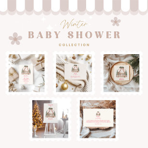 Pink Christmas Crib Baby Dusche Einladung