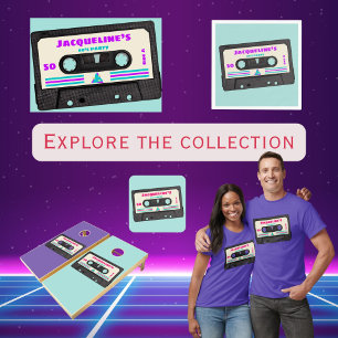 Retro 80ties Music Mix Tape Sweet 16 Geburtstag Einladung