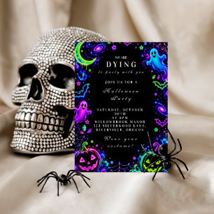 Luxuriöse Neon-Halloween-Feier Einladung