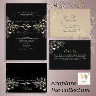 Eleganter QR-Code für Black and Gold Wedding Einladung