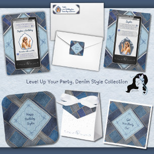 Modern Blue Denim Smartphone Danke Karte