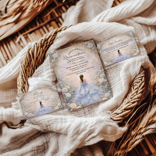 Powder Blue Rosen Garten Quinceañera Save The Date