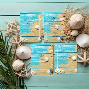 Türkisblaue Hochzeit Menükarte