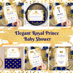 Gold Crown Royal Blue Prince Boy Baby Dusche Einladung
