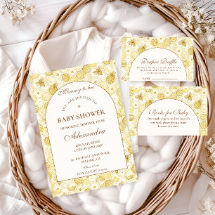 Elegante Honigwaben-Biene-Baby-Party Einladung