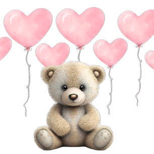 Realistisches Teddy Bear Pink Balloon Girl Baby Sh Einladung